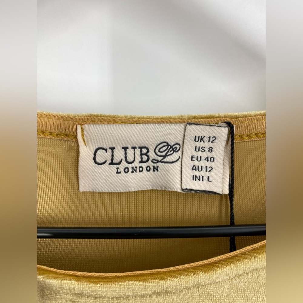 Club London NWT Gold Velvet Dress Sz 12 - Picture 3 of 6